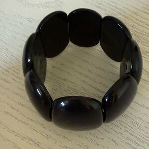 Vintage Genuine Lucite Black Chunky Bracelet – Mid Century Hong Kong Jewelry